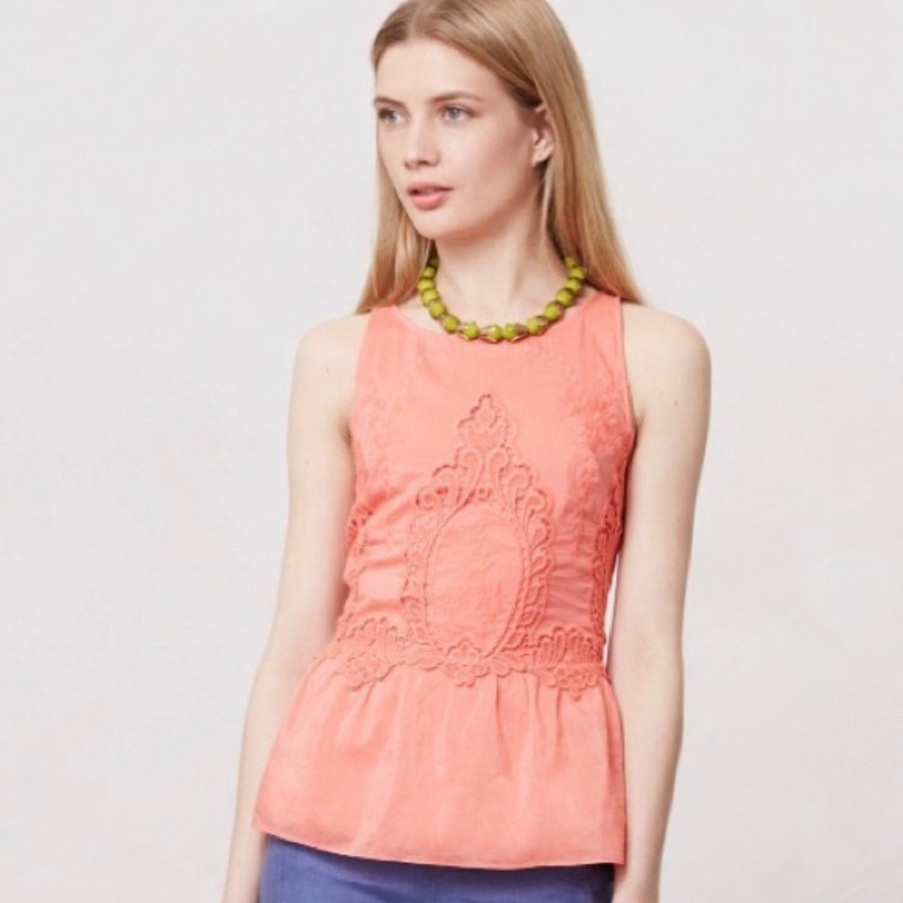 Dolce Vita Lace Peplum Tank Top Coral Size 6